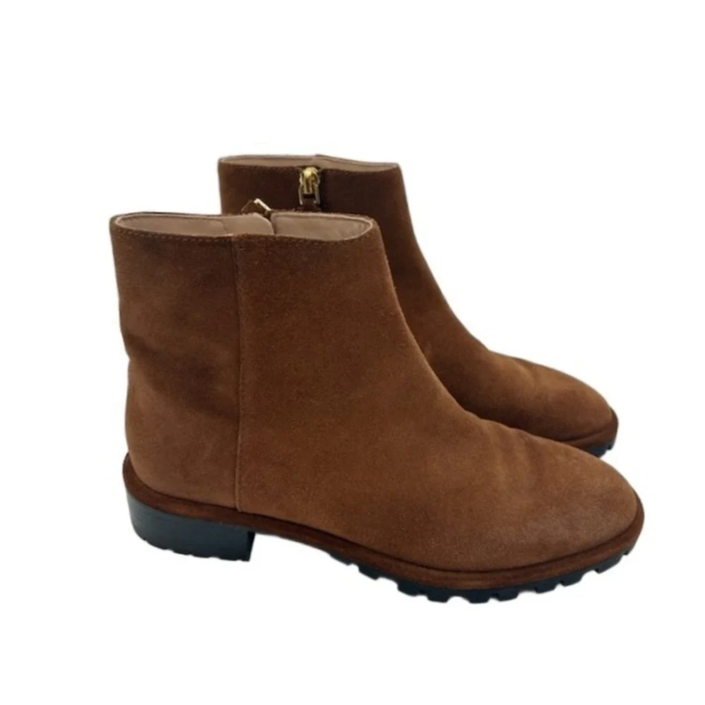 Stuart Weitzman Ankle Boots Women's Size 6 Brown Suede Leather Lug Sole